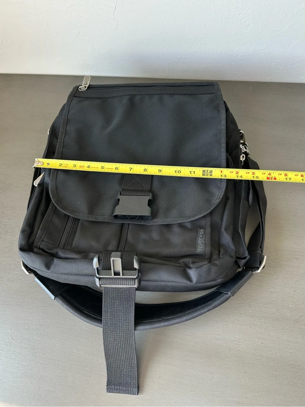 Toppers Black Nylon Versatile Black Men's Messenger Bag Padded Strap Multi Use